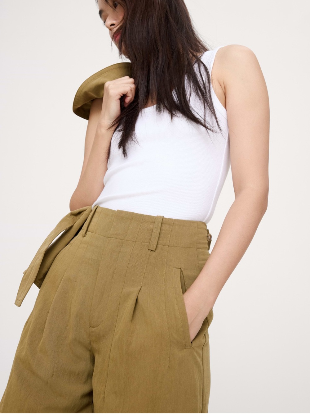 NWT Banana Republic Wide-Leg Utility Pant in Khaki Size 8 - Picture 2 of 4